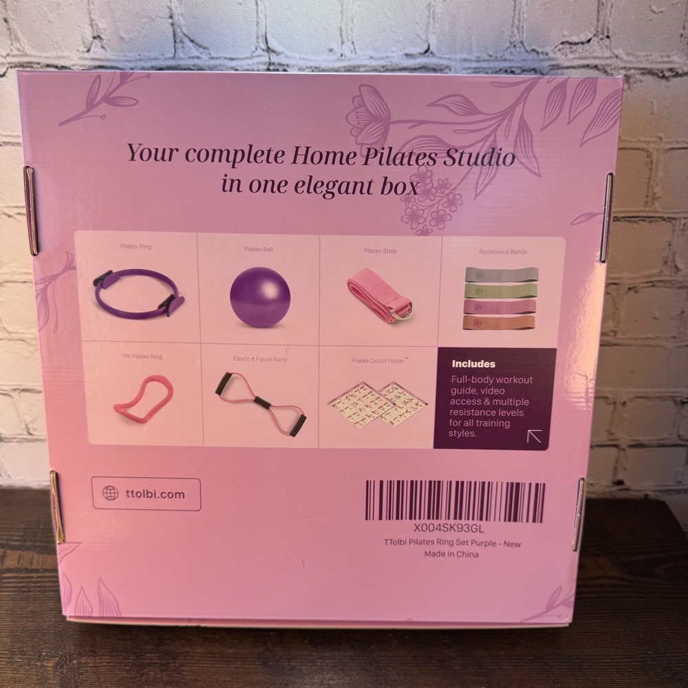 Tolbi Pilates Ring Set Women OS Purple NEW Home Gym Resistance Bands Ball Strap - Picture 2 of 7